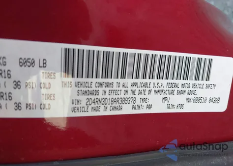 2010 Dodge Grand Caravan Hero z USA, uszkodzony, nr VIN 2D4RN3D18AR389378